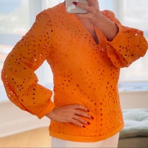 Zara orange 100% cotton long sleeves top/blouse